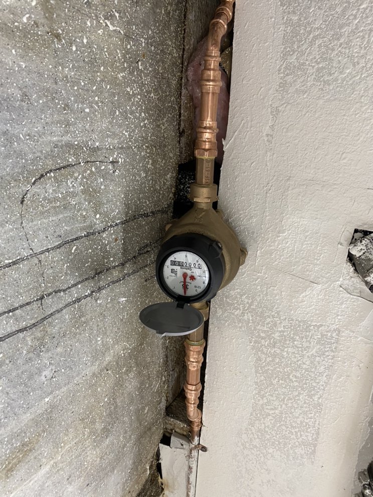 Water meter and copper supply line inspected for leaks